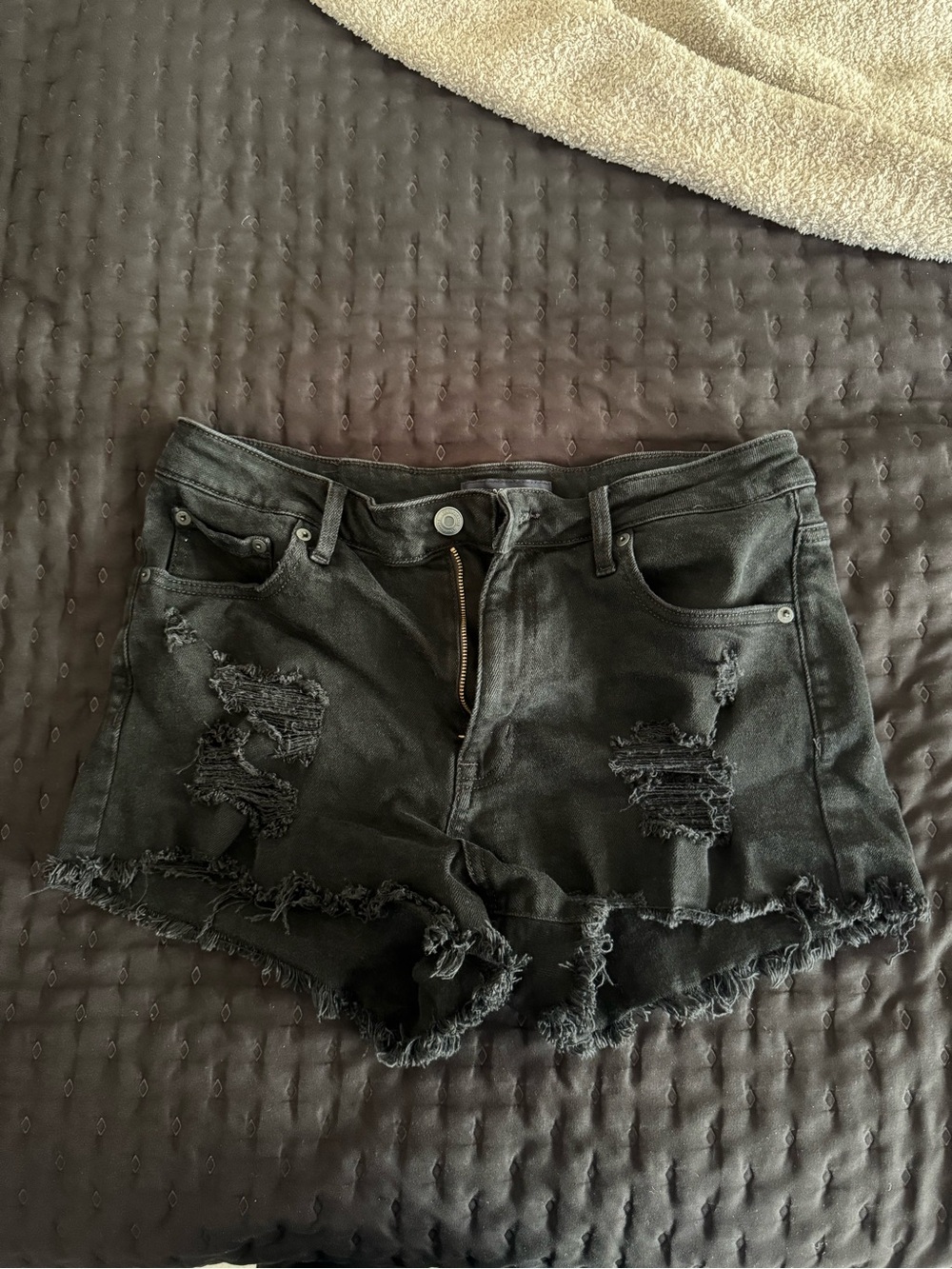 Aeropostale Black Distressed Denim Cutoff Shorts